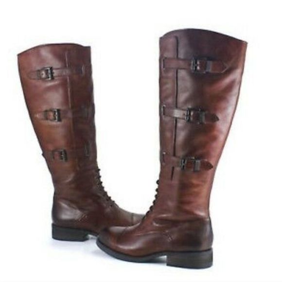 Vince Camuto Shoes - VINCE Camuto Fenton Russet Brown Two Tone Leather High Boots Shoes
